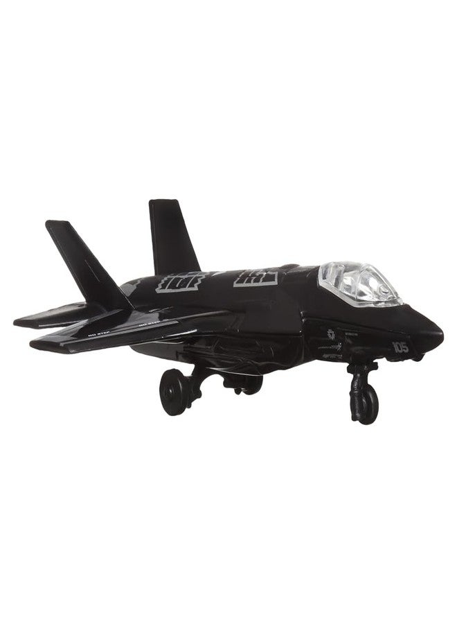 Matchbox Collectible Die-Cast Metal Sky Busters Inspired by Lockheed Martin F-35 Lightning Jet - HVM40 ~ Black and Silver Stealth Combat Fighter Jet Airplane ~ Includes Playmat - Image 1
